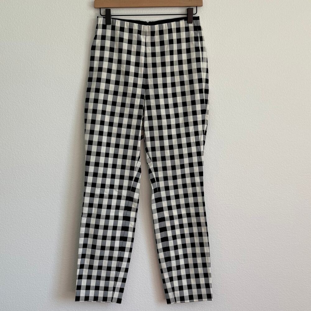 Rag and Bone Plaid Gingham Pants Black White Slim Leg Trouser Size 10